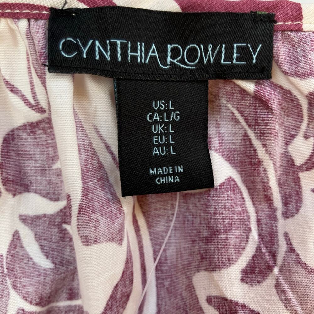 Cynthia Rowley Floral Tiered Maxi Dress Size Large Purple Cream - Picture 5 of 7